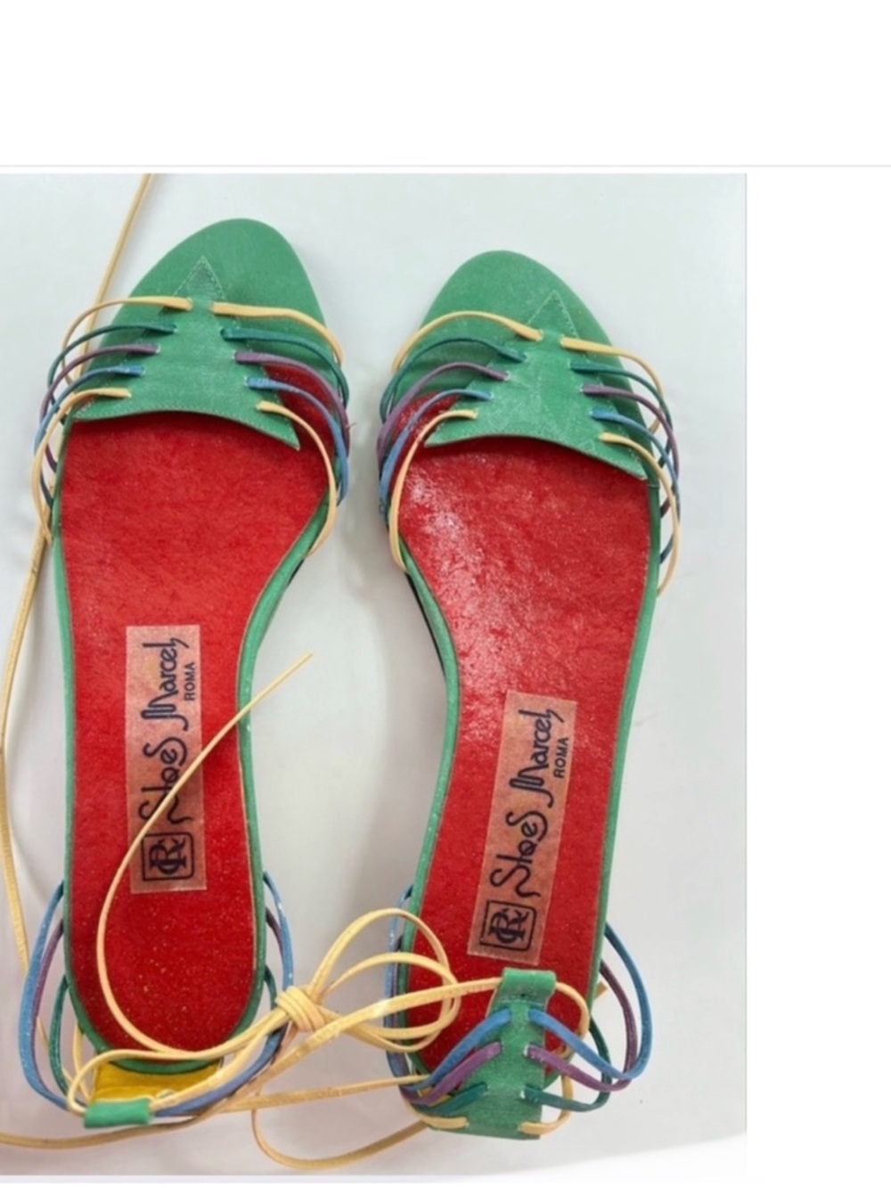 Italian Vintage Rainbow-Strap Flat Sandals /In-House Label for Marcel Boutique